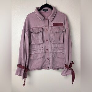 Express utility jacket - mauve-pink - 4 front flap pockets - buckle sleeves. XS